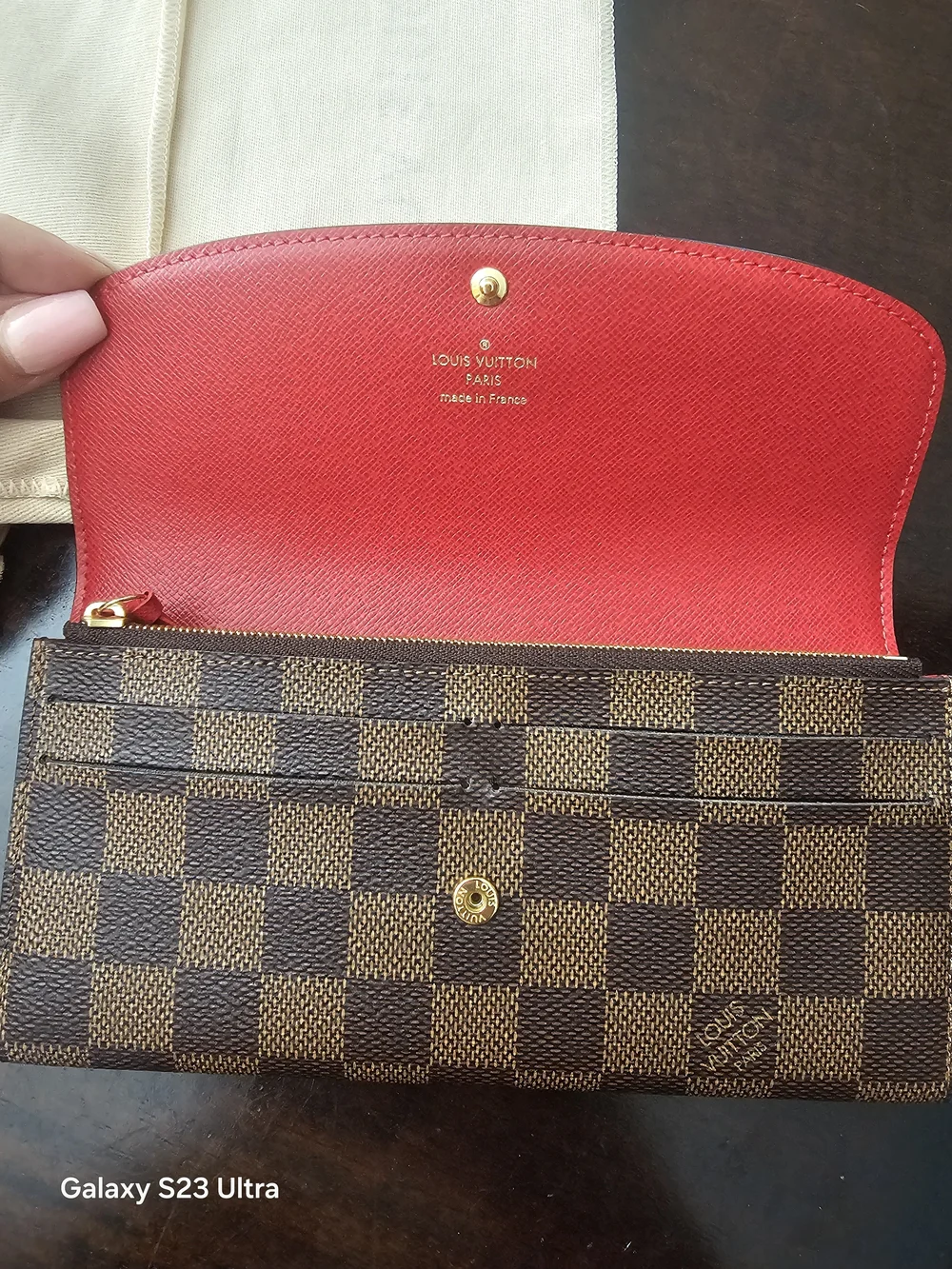 Louis Vuitton Red & Brown Damier Canvas Continental Wallet